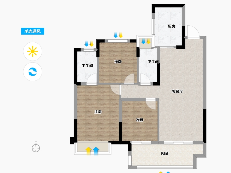 江苏省-苏州市-路劲璞玉澜岸-90.40-户型库-采光通风