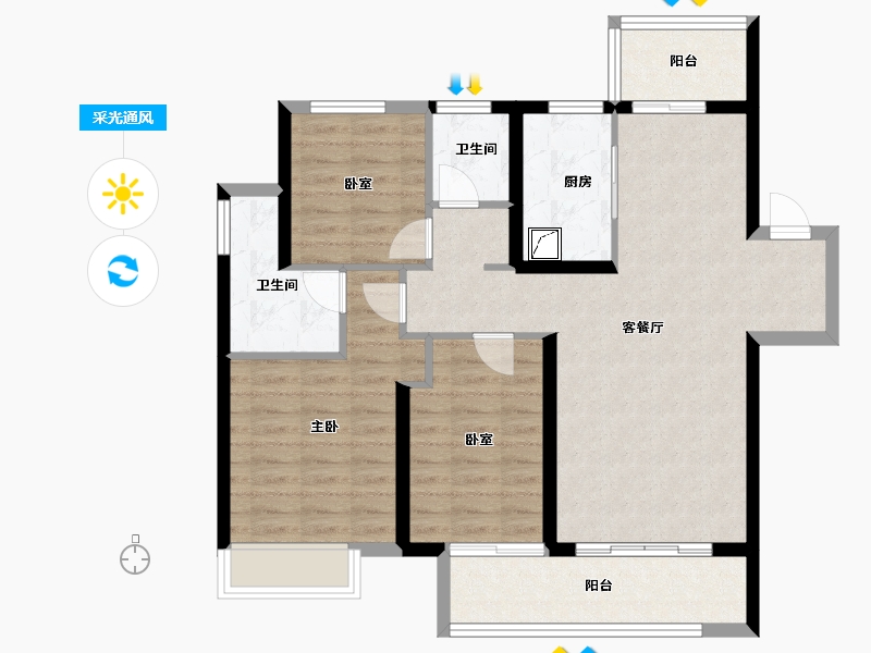 河南省-郑州市-滨河春晓-92.25-户型库-采光通风