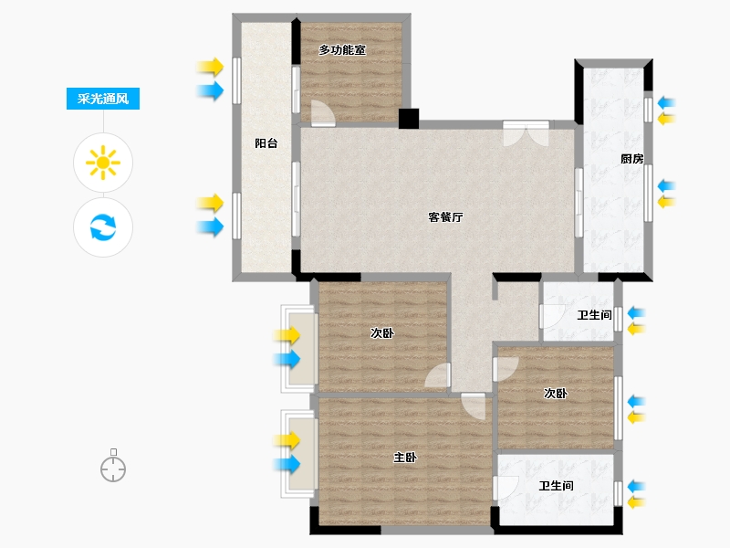 山东省-济南市-山钢锦悦华府-125.04-户型库-采光通风