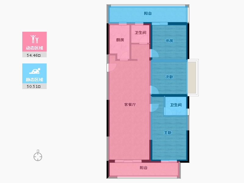 河南省-郑州市-常绿东风宸苑-93.20-户型库-动静分区