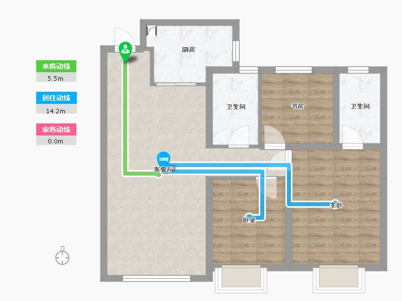 内蒙古自治区-赤峰市-坤夏悦棠湾-85.00-户型库-动静线