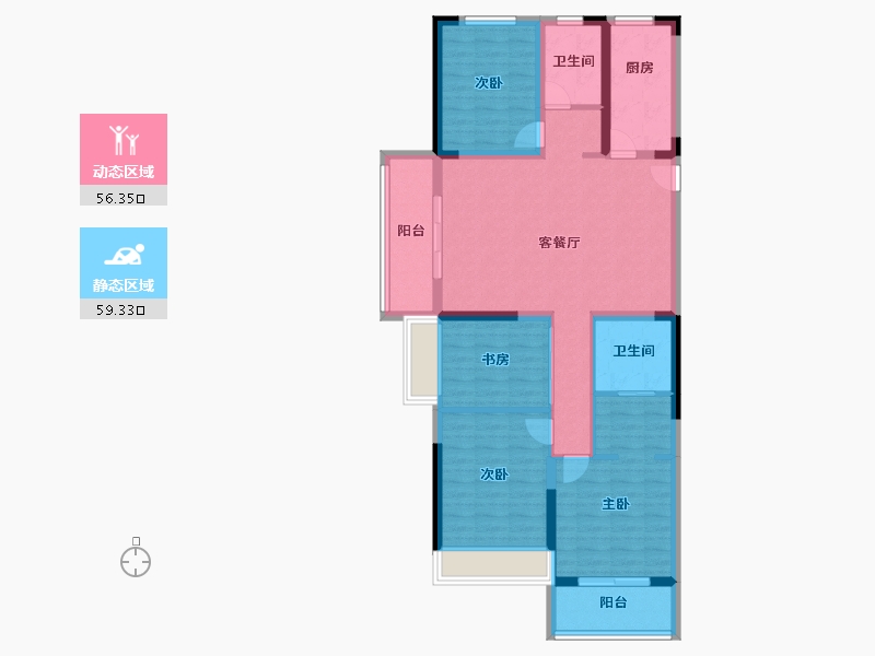 河南省-郑州市-金秋·九里庭院-103.20-户型库-动静分区