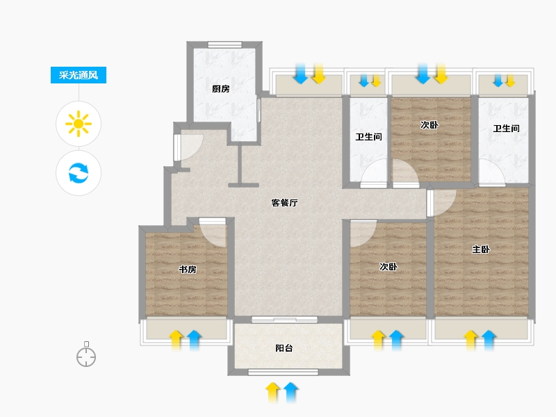 江苏省-苏州市-科技城金茂府​-113.60-户型库-采光通风