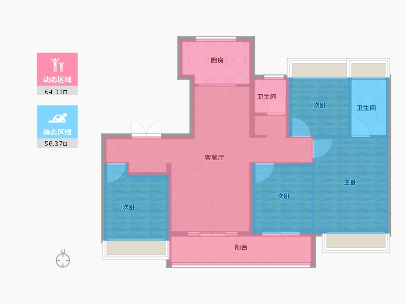 江苏省-苏州市-鹿溪雅园​-108.81-户型库-动静分区