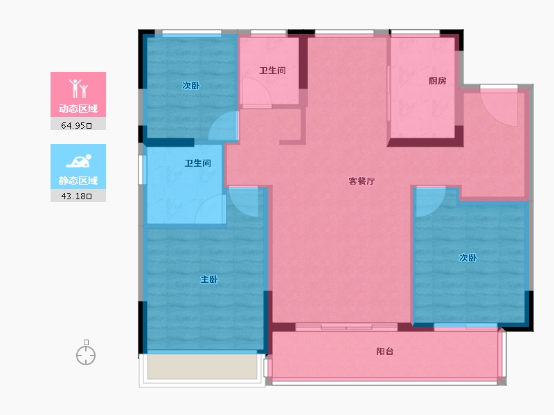 江苏省-苏州市-浅悦静庭-97.60-户型库-动静分区