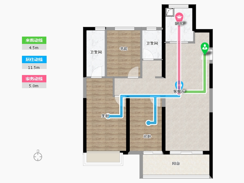 河南省-郑州市-星联·樾棠​-88.25-户型库-动静线