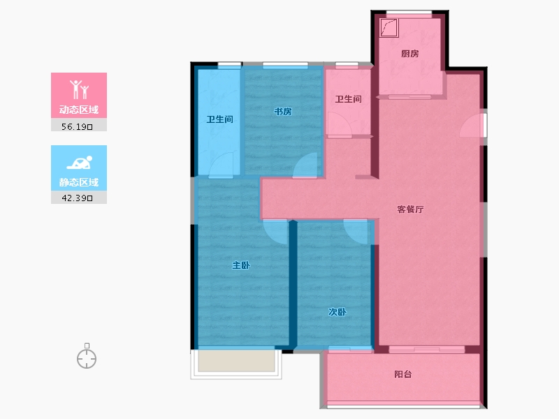 河南省-郑州市-星联·樾棠​-88.25-户型库-动静分区