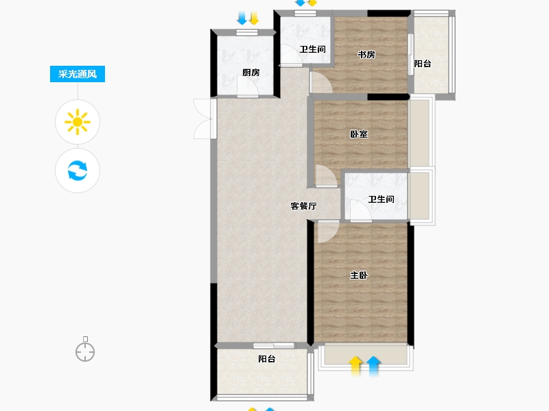 河南省-郑州市-广汇湾 -98.40-户型库-采光通风