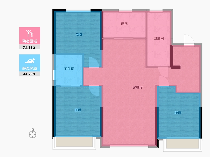 辽宁省-抚顺市-汇银东樾-100.00-户型库-动静分区