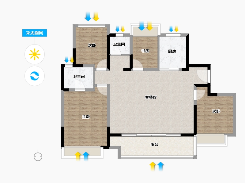 江苏省-苏州市-建发·御璟湾-115.20-户型库-采光通风