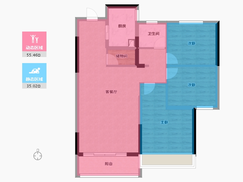 河南省-郑州市-金秋·九里庭院-80.80-户型库-动静分区