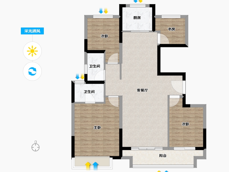 江苏省-苏州市-建发·御璟湾-102.40-户型库-采光通风