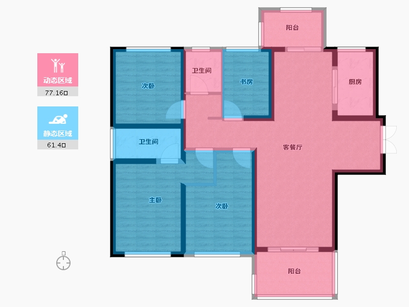 江苏省-苏州市-览月阁-124.01-户型库-动静分区