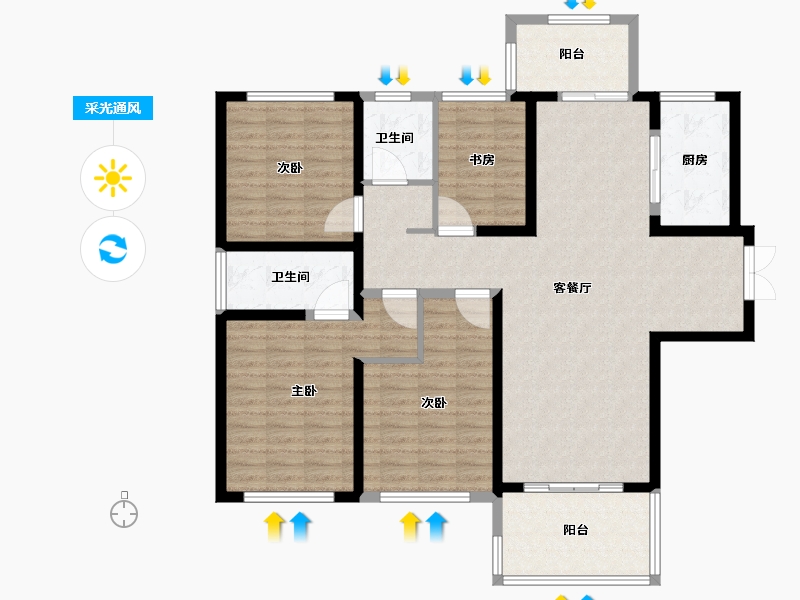 江苏省-苏州市-览月阁-124.01-户型库-采光通风