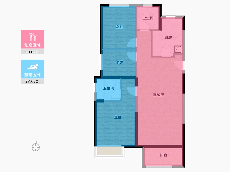 河南省-郑州市-星联·樾棠​-78.43-户型库-动静分区