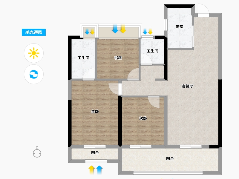 江苏省-南通市-春风里-95.20-户型库-采光通风