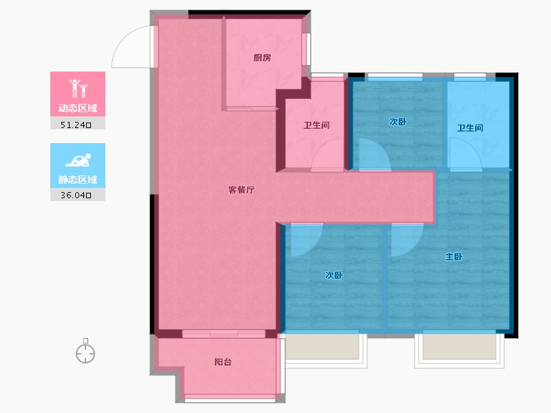 江苏省-南通市-万科金域蓝湾-78.40-户型库-动静分区