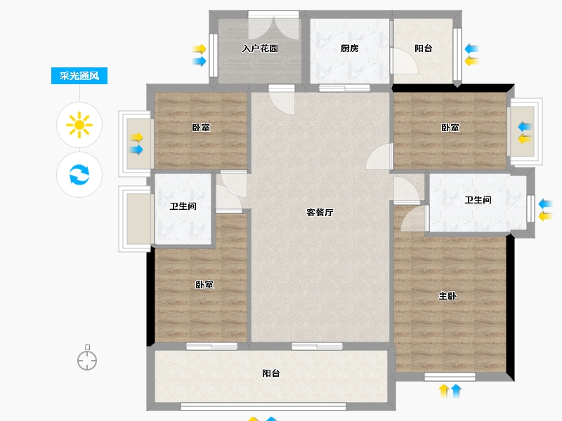 广东省-河源市-鸿运源壹号公馆-110.00-户型库-采光通风