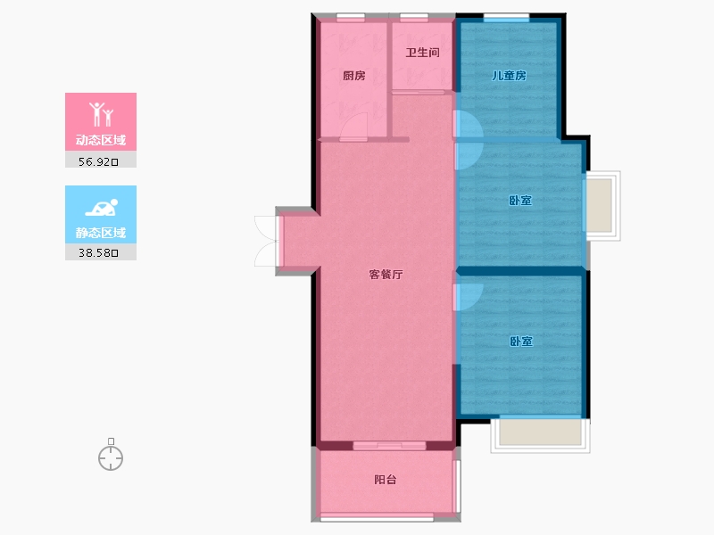 河南省-郑州市-泰宏建业国际城​-86.60-户型库-动静分区