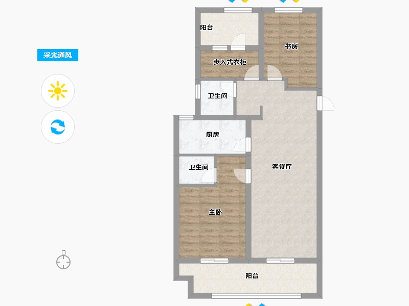 河南省-郑州市-朗悦公园府-78.39-户型库-采光通风