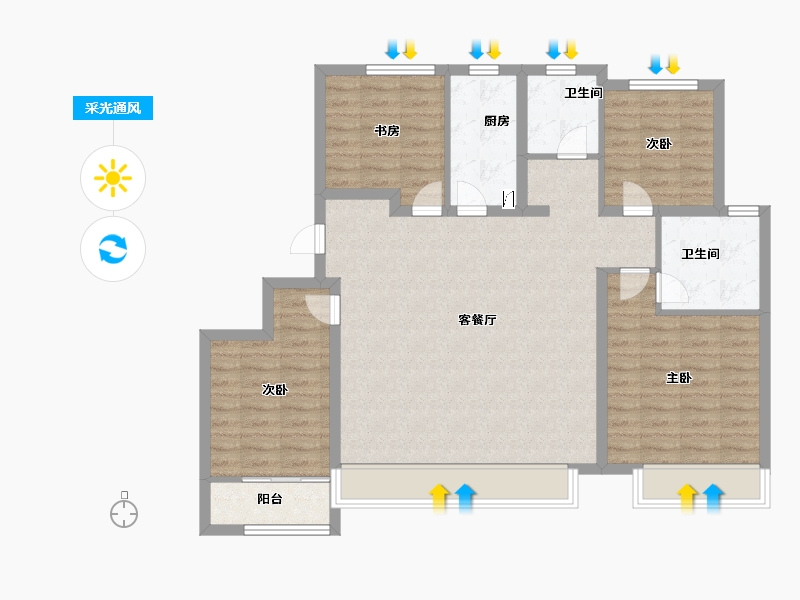 山东省-济南市-烯谷国际中心-103.00-户型库-采光通风