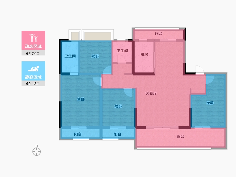 江苏省-南通市-春风里-113.60-户型库-动静分区