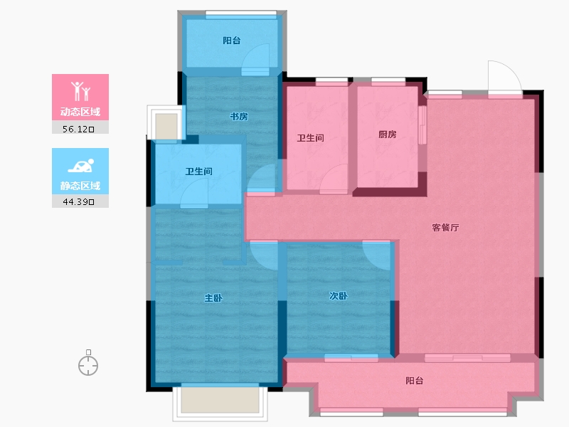 江苏省-南通市-天安·逸品花园-88.77-户型库-动静分区