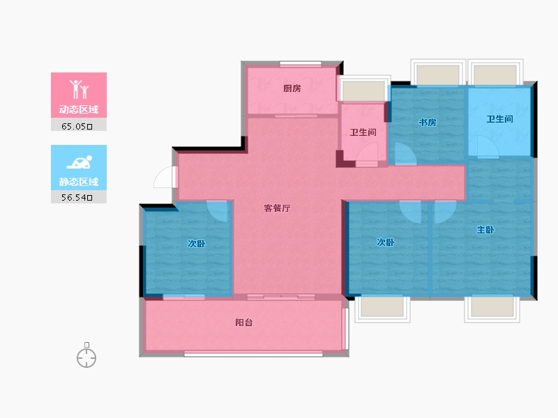 江苏省-南通市-远创宸樾-110.50-户型库-动静分区