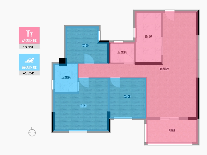 湖北省-黄冈市-韵湖首府-90.49-户型库-动静分区