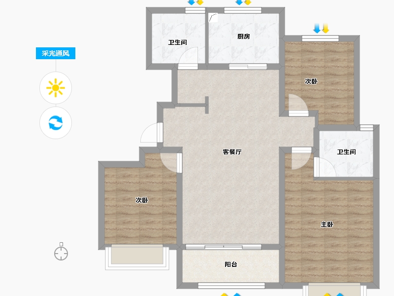 山东省-济南市-海信彩虹谷-94.00-户型库-采光通风