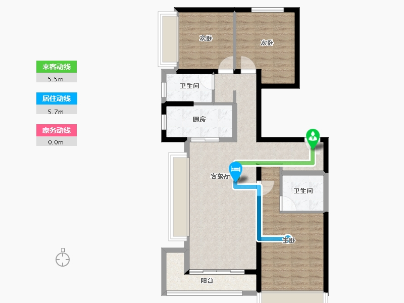 河南省-郑州市-万科翠湾中城​-89.89-户型库-动静线