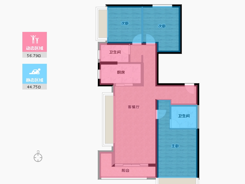 河南省-郑州市-万科翠湾中城​-89.89-户型库-动静分区