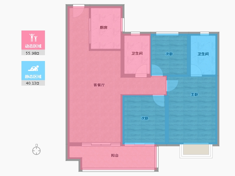 江苏省-南通市-如东中骏世界城-86.37-户型库-动静分区