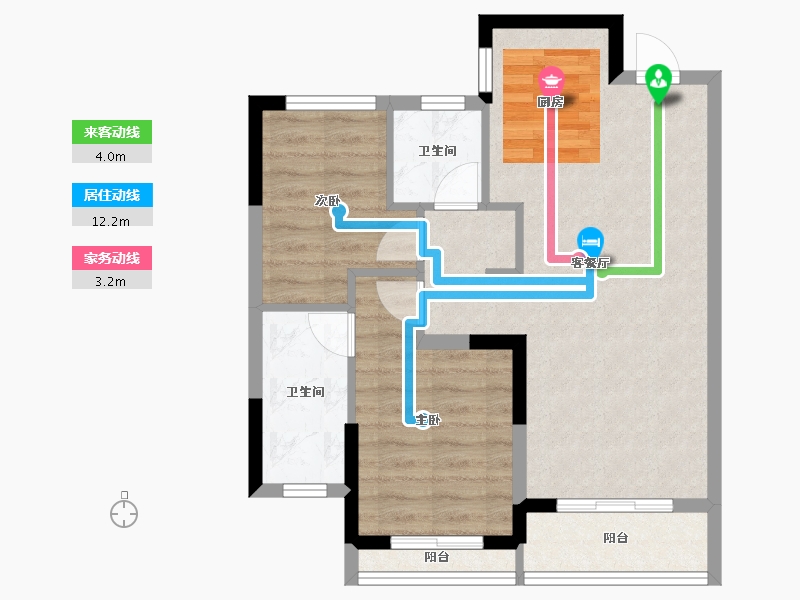 浙江省-嘉兴市-绿城濮园-64.00-户型库-动静线