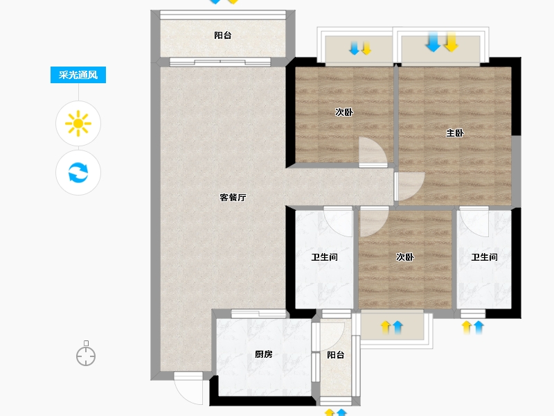 广东省-东莞市-阳光粤港三期-栖凤台-81.00-户型库-采光通风