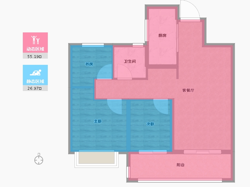 江苏省-南通市-融创·时代中心-73.60-户型库-动静分区