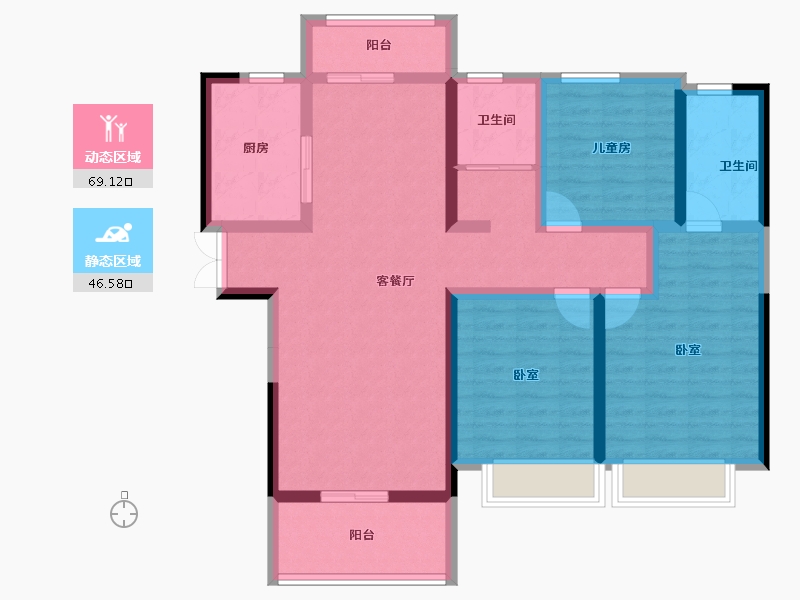 河南省-郑州市-泰宏建业国际城​-102.31-户型库-动静分区