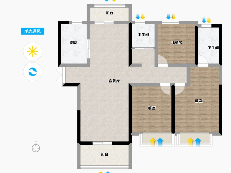 河南省-郑州市-泰宏建业国际城​-102.31-户型库-采光通风