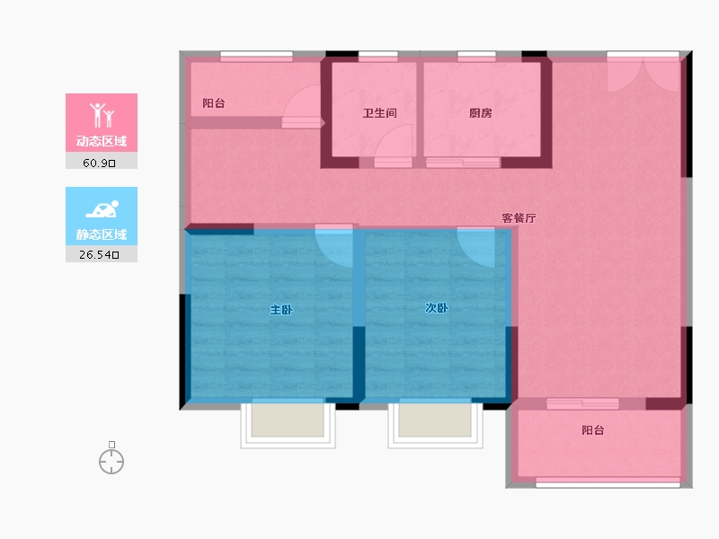 江苏省-南通市-悦珑庭-77.60-户型库-动静分区