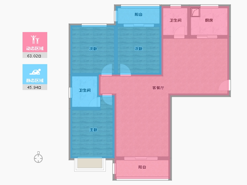 陕西省-咸阳市-龙泉时代新城-110.83-户型库-动静分区