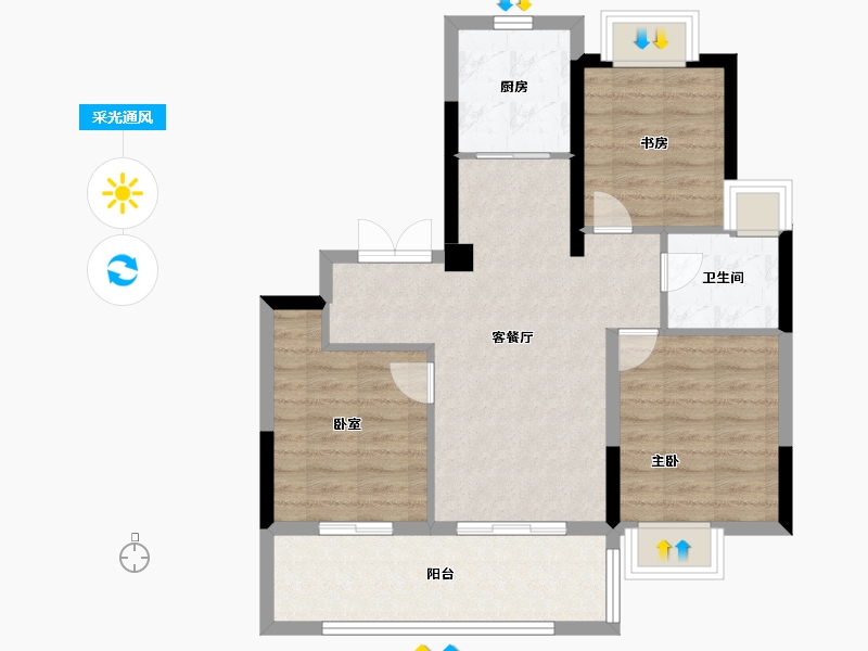 江苏省-南通市-远创宸樾-76.00-户型库-采光通风