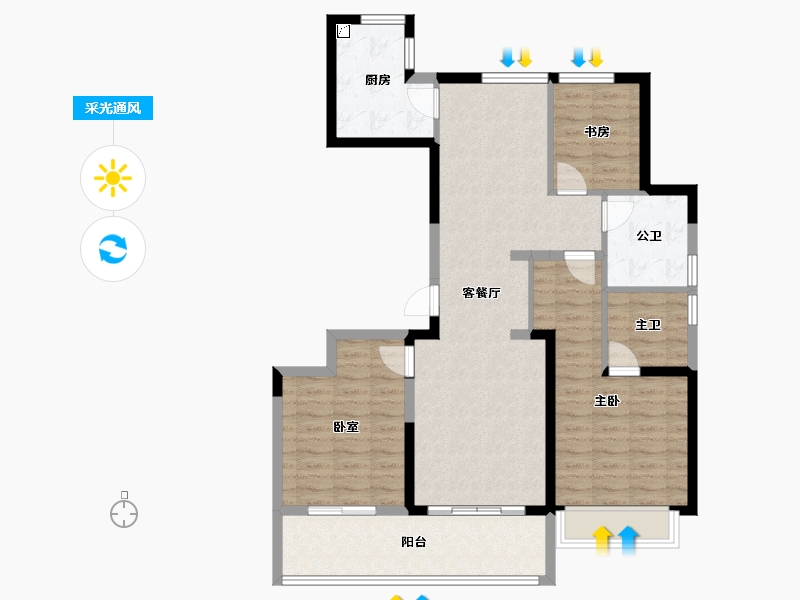 河南省-郑州市-天伦城​-96.00-户型库-采光通风