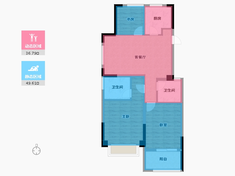 浙江省-嘉兴市-绿城濮园-77.00-户型库-动静分区