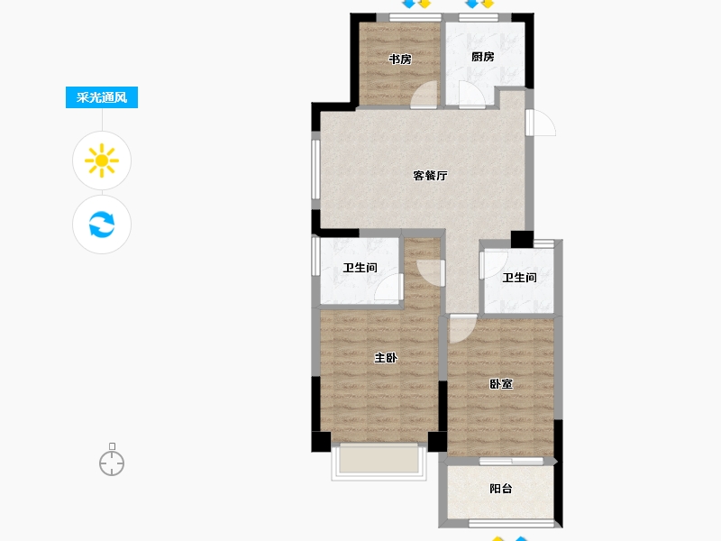 浙江省-嘉兴市-绿城濮园-77.00-户型库-采光通风