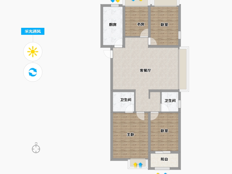 河南省-郑州市-朗悦公园府-108.00-户型库-采光通风