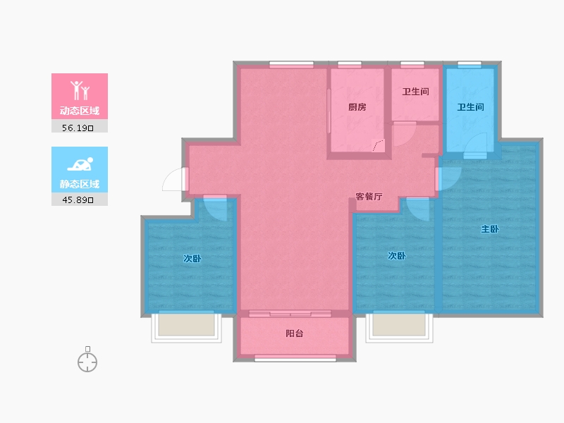 山东省-济南市-海信彩虹谷-90.47-户型库-动静分区