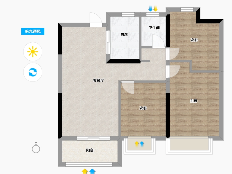 浙江省-嘉兴市-康瑞花苑-68.00-户型库-采光通风