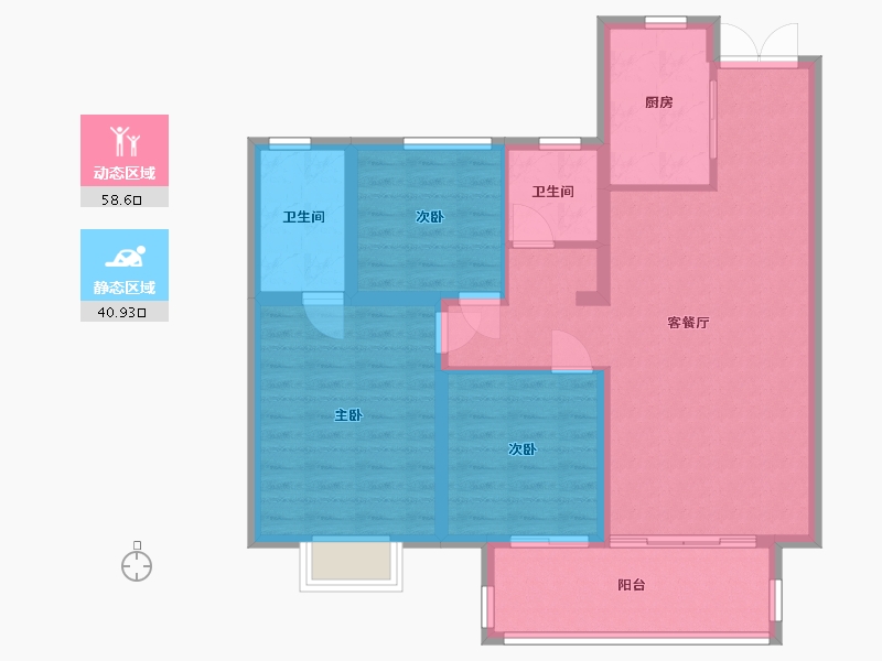 江苏省-盐城市-中庚·香城云开-80.00-户型库-动静分区