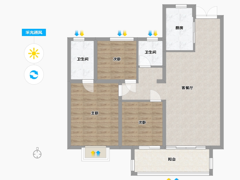 江苏省-盐城市-中庚·香城云开-80.00-户型库-采光通风