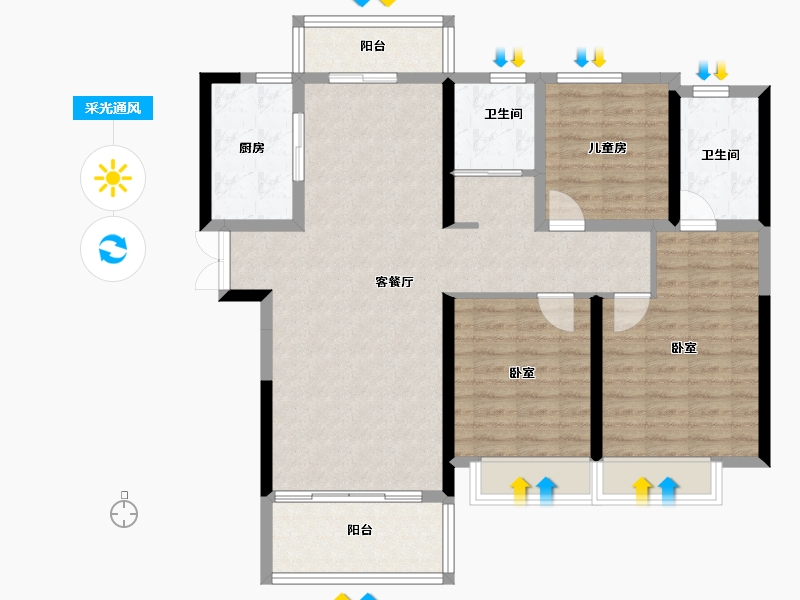 河南省-郑州市-泰宏建业国际城​-102.30-户型库-采光通风